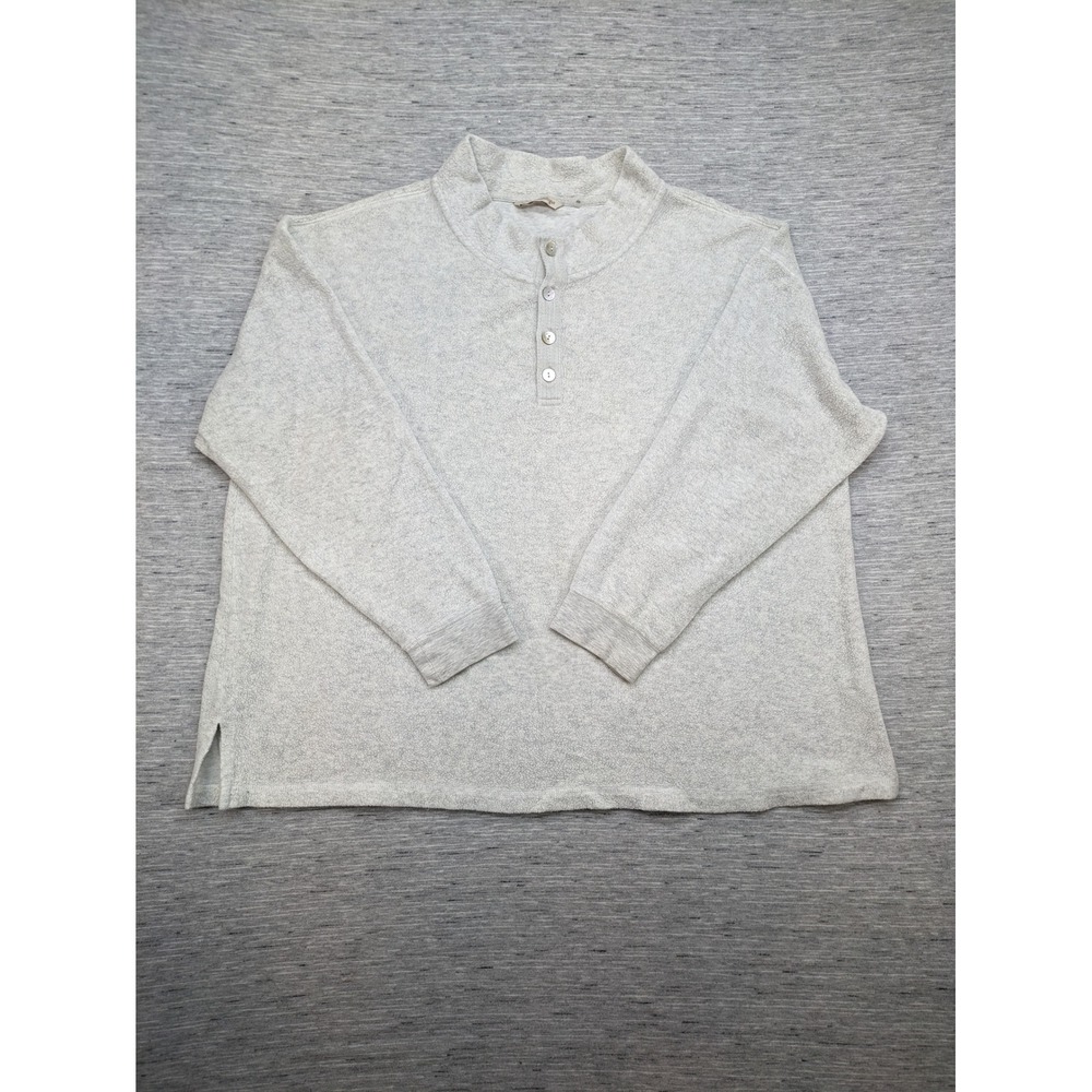 Soft Surroundings Pullover Top Mock Neck 3 Button Heathered Gray Textured 2X Pet